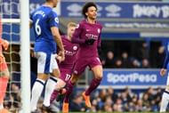Sané wheels away to celebrate his opener with architect Silva
